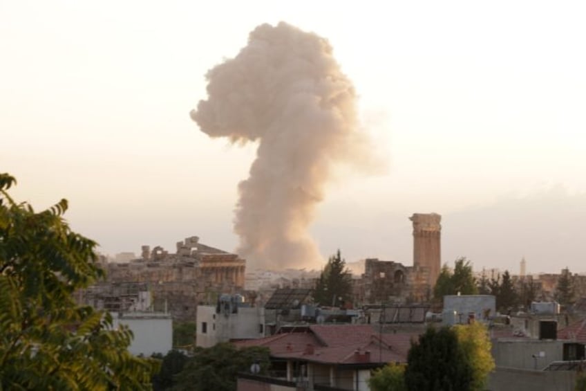 Smoke billows from the site of an Israeli airstrike on the Lebanese city of Baalbeck in th