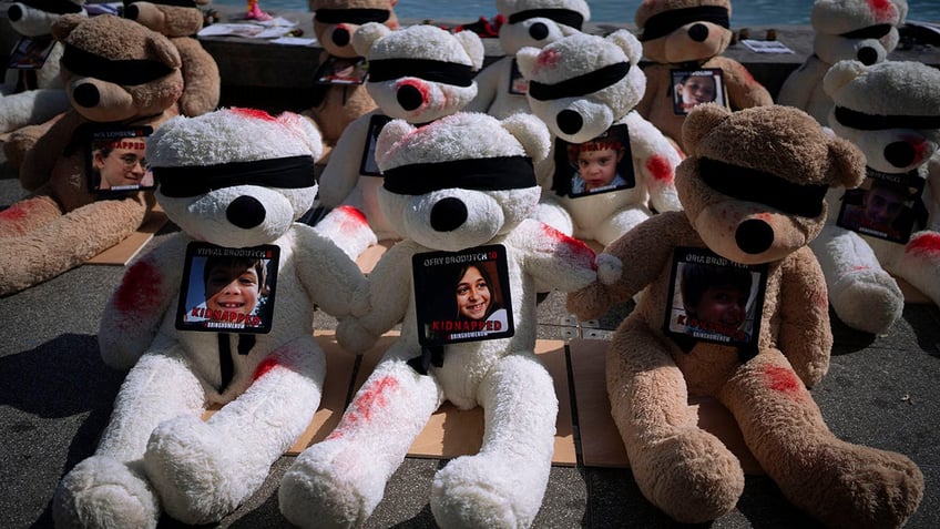 israel teddy bear display highlights hamas child hostages