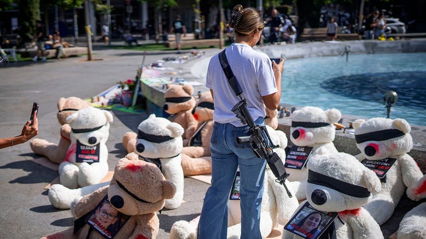 israel teddy bear display highlights hamas child hostages