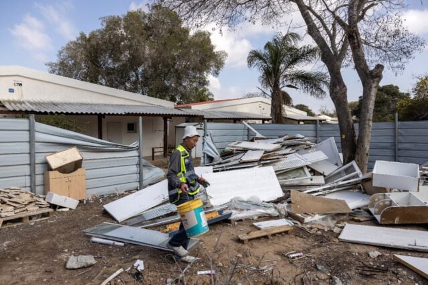 Rebuilding work started at Kibbutz Nirim, one of the Israeli communities worst hit by the