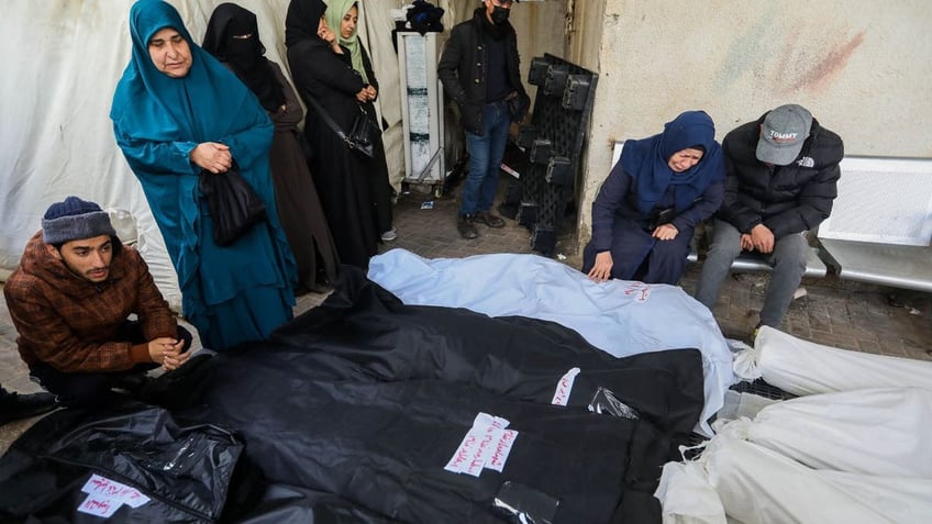 Body bags lined up in Gaza