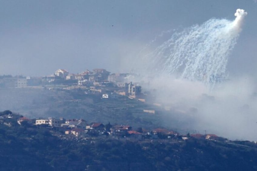 A picture taken from Israel, along the border with southern Lebanon on March 4, 2024, show