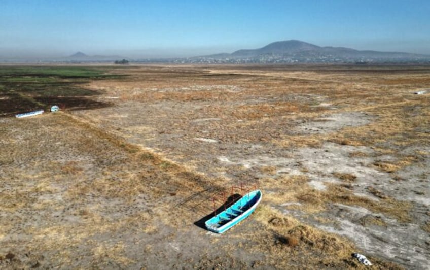 Abandoned boats sit on the dry Zumpango lakebed north of Mexico City