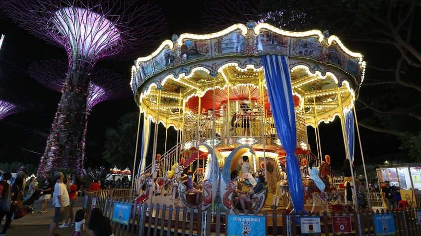 A carousel at Christmas Wonderland in Singapore