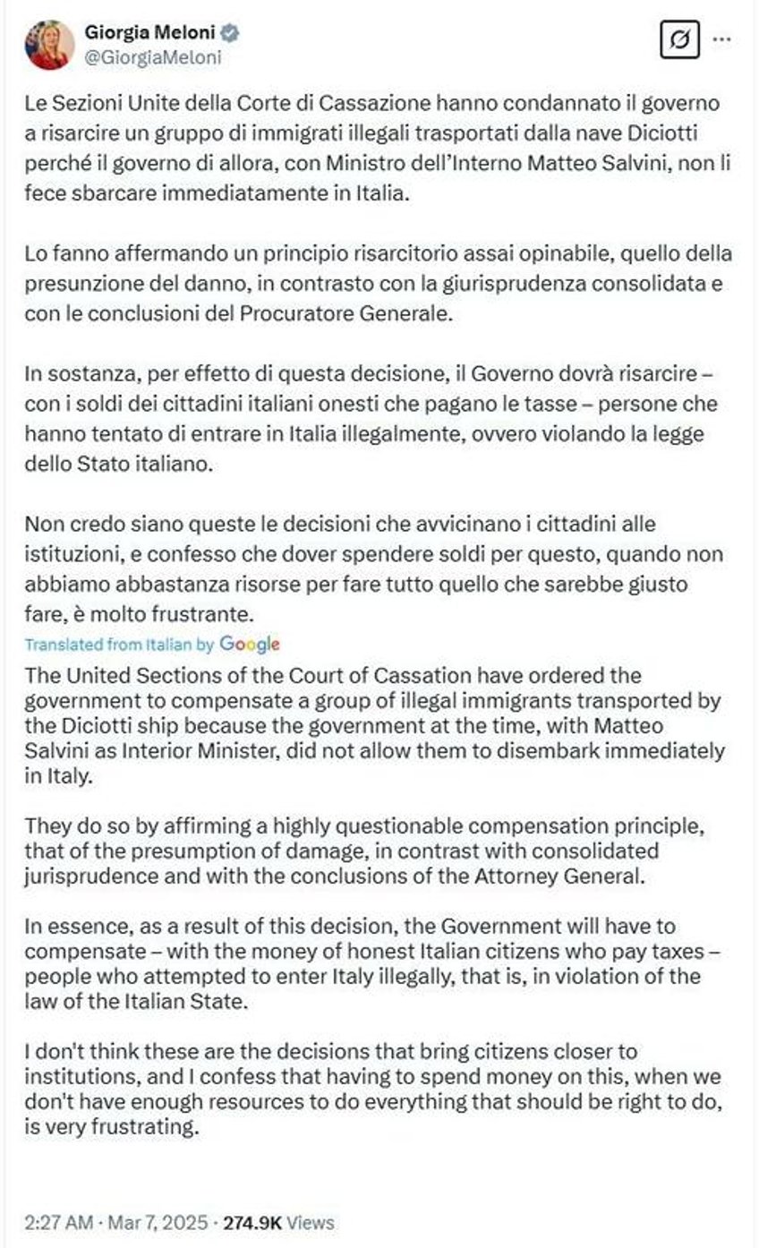 italian govt slams judiciary after ruling demands compensation for illegals