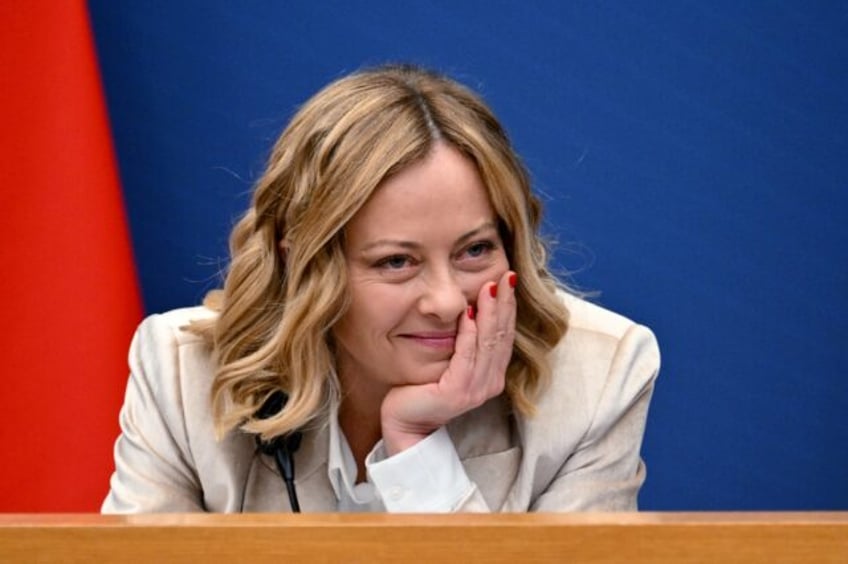 Giorgia Meloni at her annual press conference in Rome on January 9, 2025