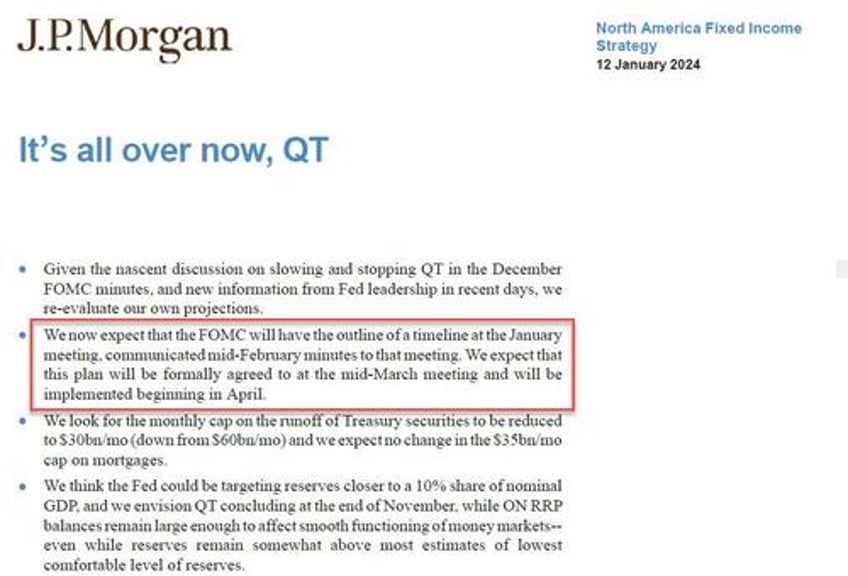 its all over powells wsj mouthpiece and jpmorgan confirm imminent end of qt