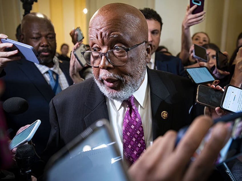 Representative Bennie Thompson, a Democrat from Mississippi and chairman of the House Select Committee to Investigate the January 6th Attack on the US Capitol, speaks to members of the media while departing following a hearing in Washington, DC, US, on Thursday, Oct. 13, 2022. The committee investigating last year's attack …