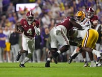 Jalen Milroe runs for career-high 185 yards and 4 TDs as No. 11 Alabama thrashes No. 14 LSU 42-13