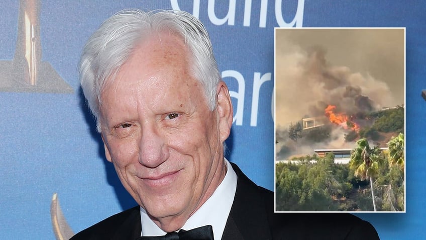 James Woods wears black tuxedo