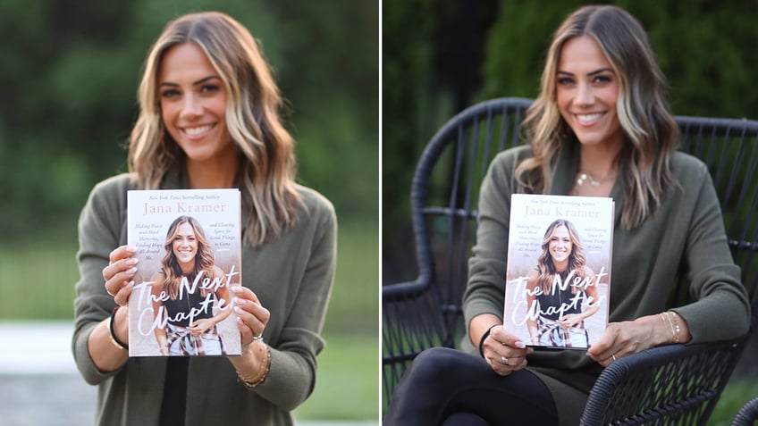 Jana Kramer wears green cardigan and black leggings to reveal new book about divorce