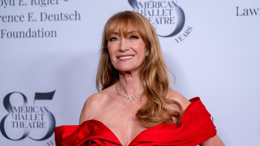 Jane Seymour in a red dress