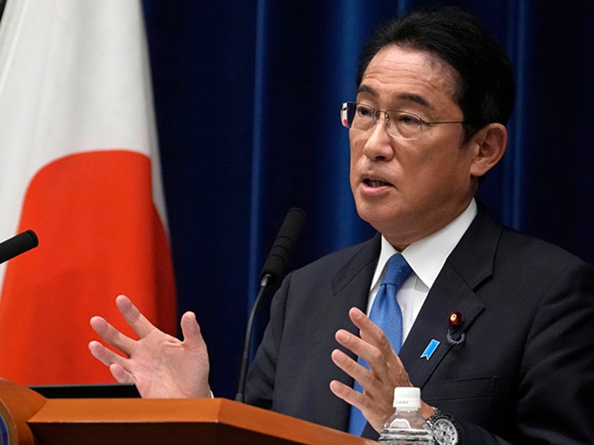 Japan's Prime Minister Fumio Kishida speaks during a news conference at the prime minister's official residence in Tokyo Wednesday, Aug. 31, 2022. Kishida says his ruling party will cut ties with the Unification Church following a widening scandal trigged by former leader Shinzo Abe's assassination last month. (AP Photo/Shuji Kajiyama, Pool)