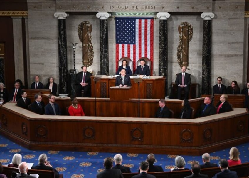 Japanese Prime Minister Fumio Kishida addresses a joint meeting of Congress