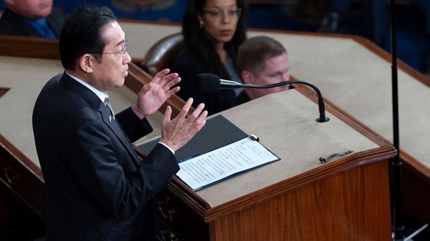 Japan's Prime Minister Fumio Kishida addresses Congress