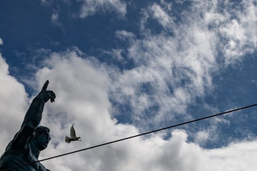 The sombre memorial at Nagasaki's Peace Park has in the past included ringing bells, a rel