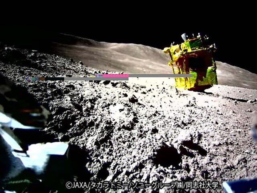 Japan's SLIM lunar lander seen in an image credited to JAXA, Takara Tomy, Sony Group Corpo