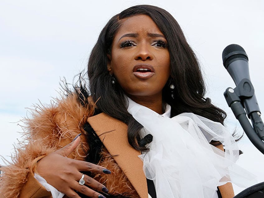 U.S. Rep. Jasmine Crockett (D-TX) speaks during a press conference held to address MAGA Re
