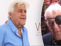 Jay Leno covers face injuries with eye patch after nasty fall