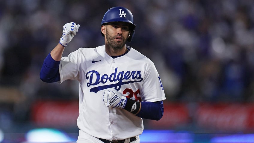 J.D. Martinez celebrates home run