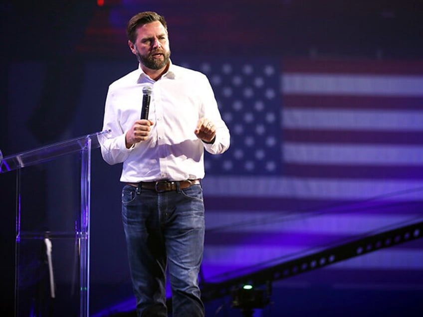 U.S. Senator J. D. Vance speaking with attendees at the 2023 Turning Point Action Conferen