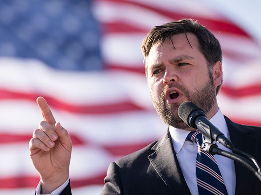 J.D. Vance, a Republican candidate for U.S. Senate in Ohio, speaks during a rally hosted b