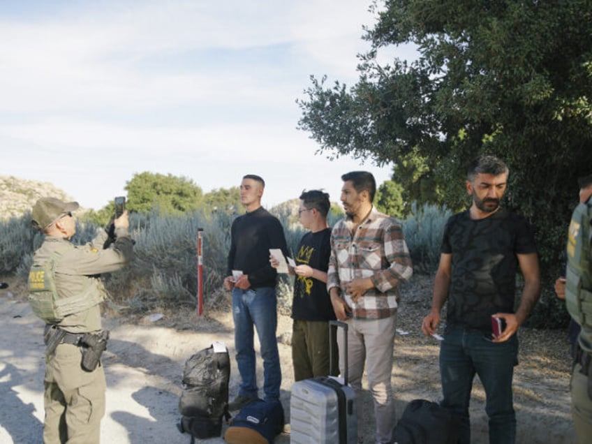 Irregular migrants camping in the border area of Jacumba, California, United States attemp