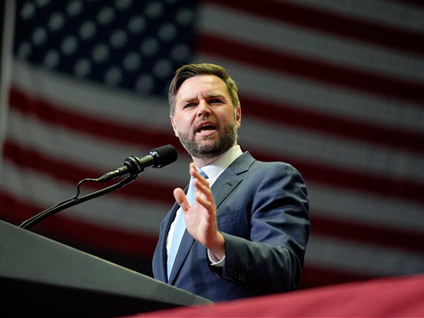 Republican vice presidential candidate Sen. JD Vance, R-Ohio, speaks before Republican pre