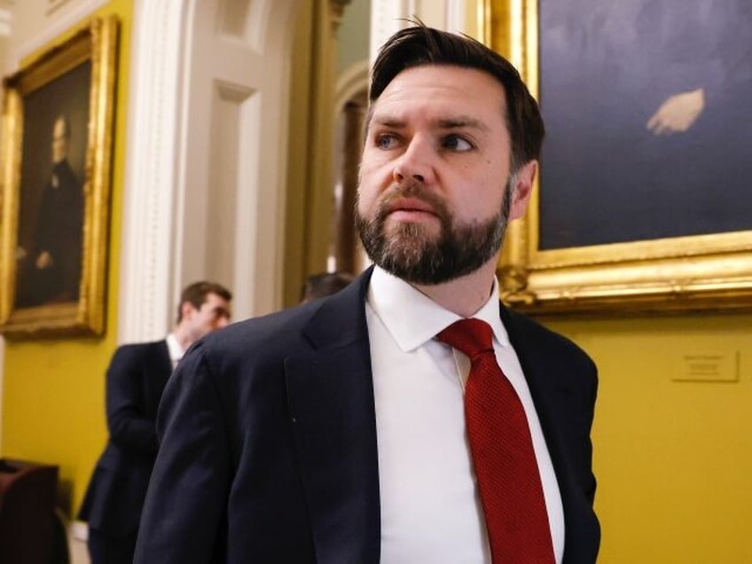 WASHINGTON, DC - FEBRUARY 07: Sen. JD Vance (R-OH) arrives to a luncheon with Senate Repub