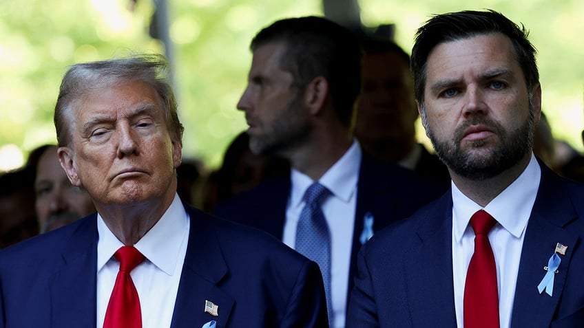 Republican presidential nominee and former U.S. President Donald Trump and Republican U.S. vice presidential nominee Senator JD Vance attend a ceremony marking the 23rd anniversary