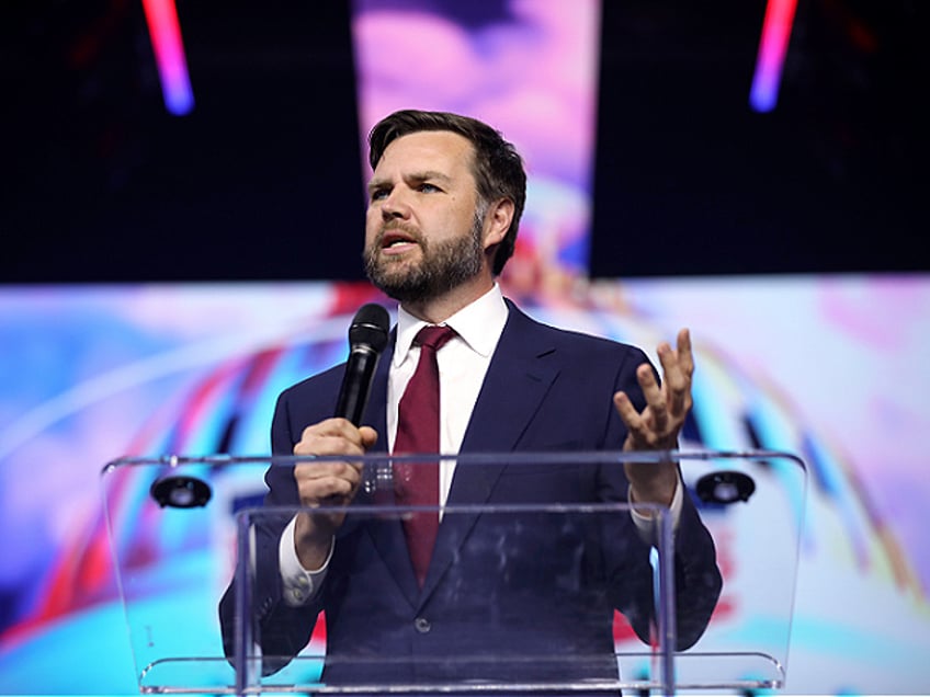 U.S. Senator J. D. Vance speaking with attendees at The People's Convention at Huntington Place in Detroit, Michigan. June 16, 2024