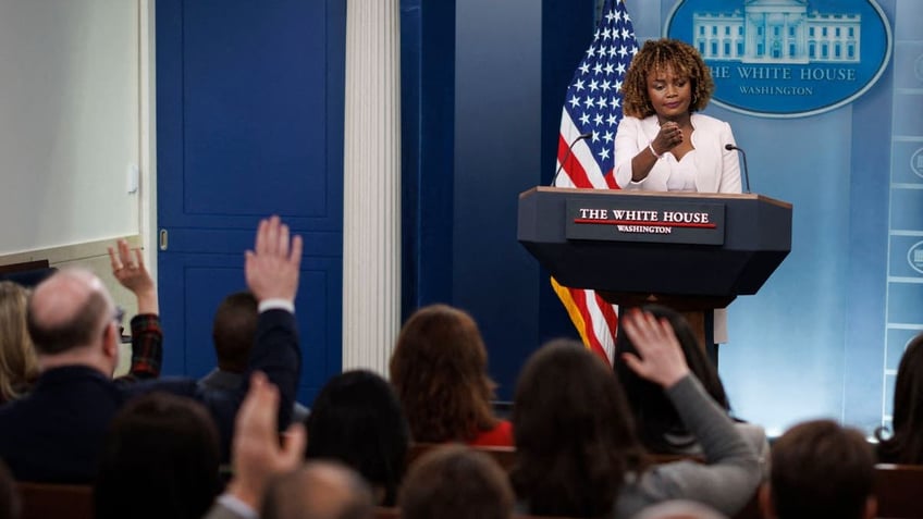 White House Press Secretary Karine Jean-Pierre speaks during the daily press briefing