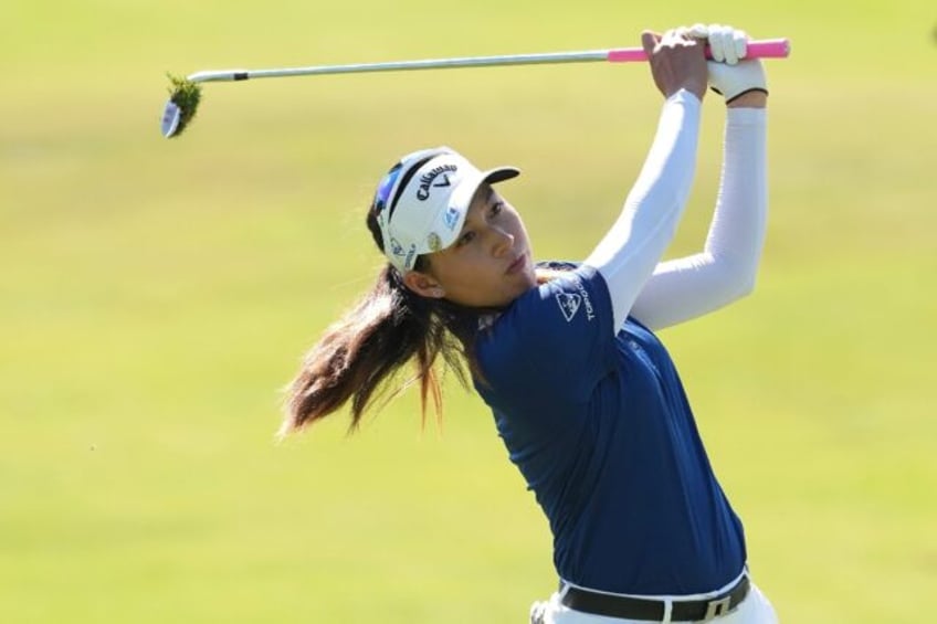 Thailand's Jeeno Thitikul hits a tee shot on the way to the 54-hole lead in the US LPGA Qu