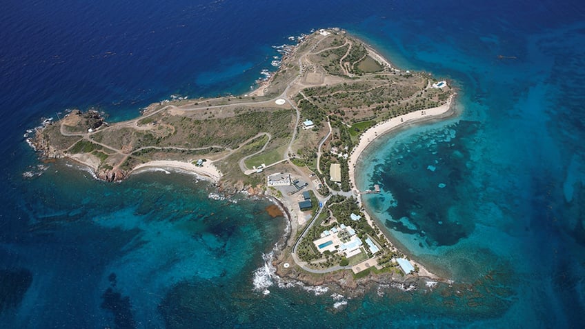 Little St. James Island, one of the properties of financier Jeffrey Epstein, is seen in an aerial view near Charlotte Amalie, St. Thomas, U.S. Virgin Islands.