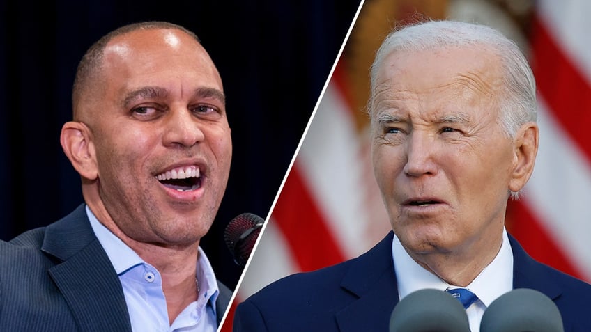 Left: Rep. Hakeem Jeffries; Right: President Joe Biden