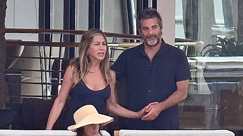 Jennifer Aniston and Jim Curtis on the yacht Rising Sun in Mallorca with Jason Bateman and other friends.