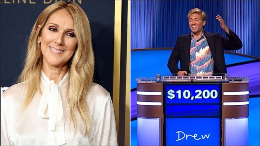 A split of Celine Dion and Drew trying to come up with the answer