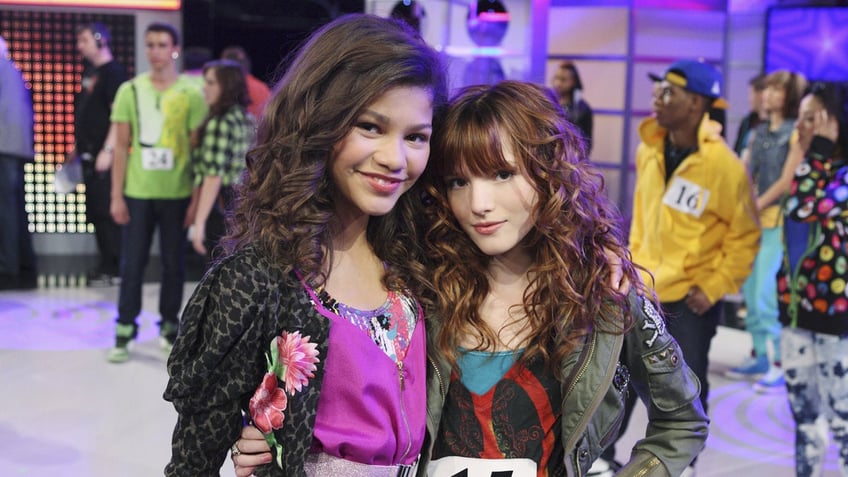 Zendaya and Bella Thorne on the set of Shake It Up