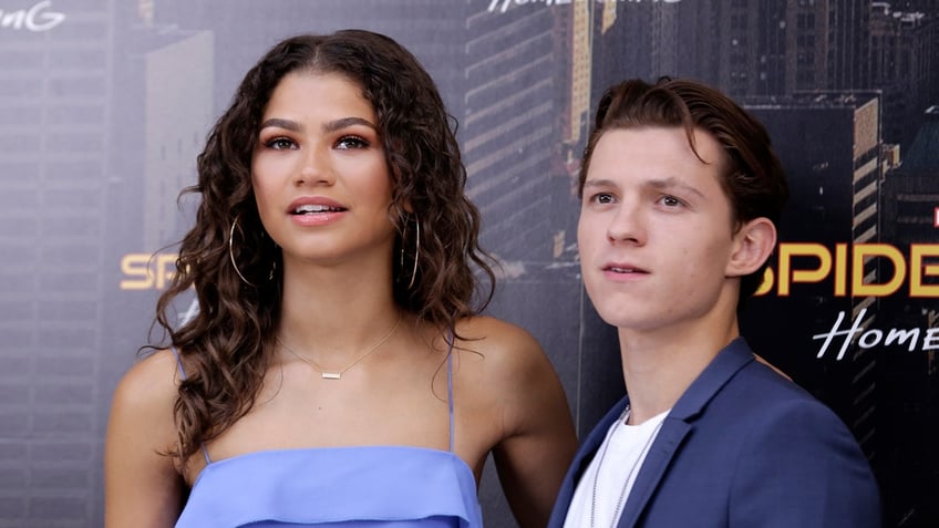 Zendaya and Tom Holland at the Spider Man premiere