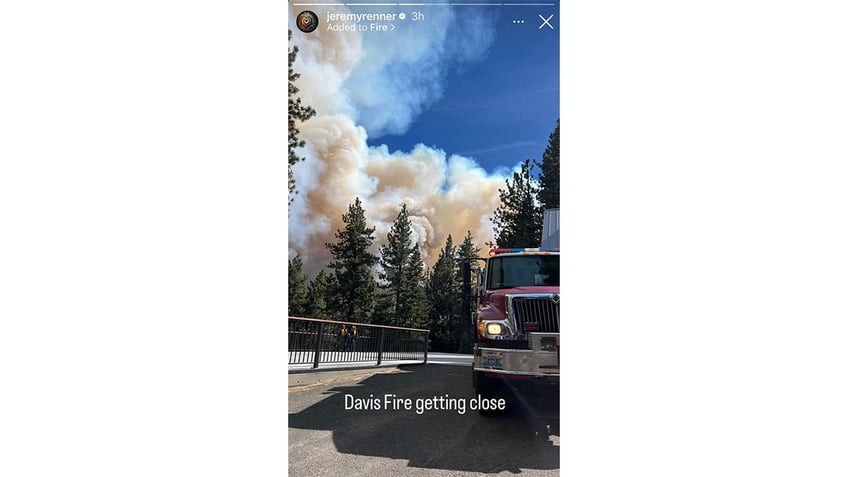 Jeremy Renner's post shows Davis fire close to his home