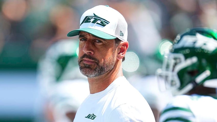 Aaron Rodgers looks on during a preseason game