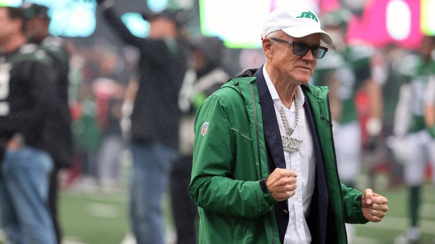 Team Owner Woody Johnson of the New York Jets cheers during introductions in the game between the Atlanta Falcons vs the New York Jets at MetLife Stadium on December 3, 2023 in East Rutherford, New Jersey. 