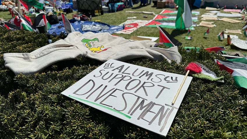 Anti-Israel agitators construct an encampment on Columbia University’s campus