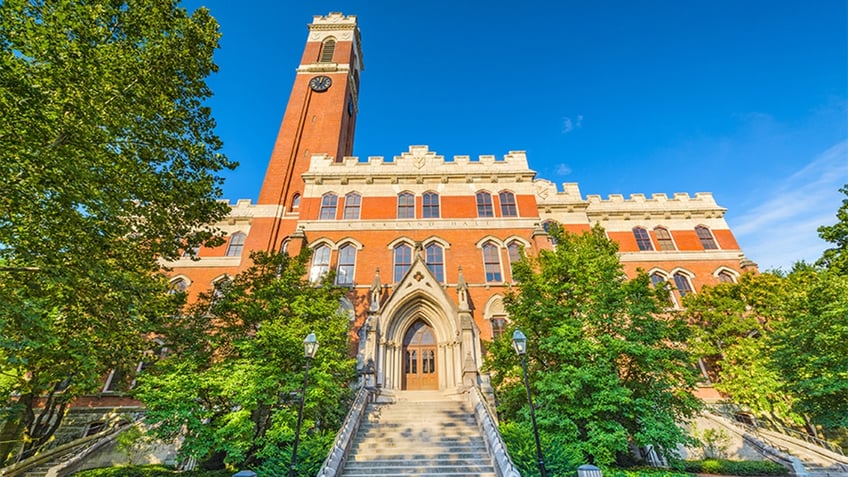 The exterior of Kirkland Hall on the campus of Vanderbilt University. The building is the oldest on campus dating from 1874.