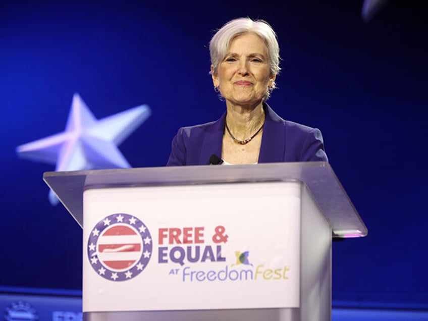 Green Party presidential nominee Jill Stein speaking with attendees at the Free & Equal El