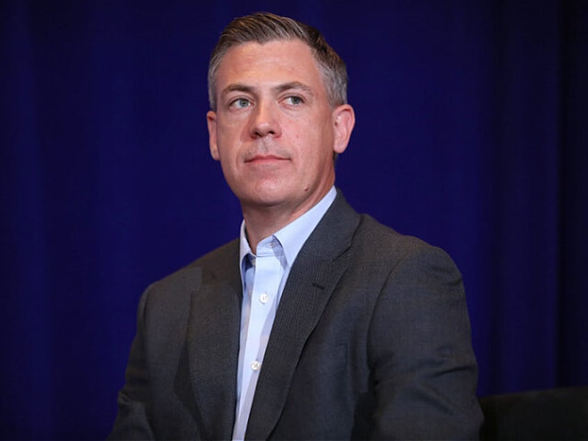 U.S. Congressman Jim Banks speaking with attendees at the Republican Jewish Coalition's 20