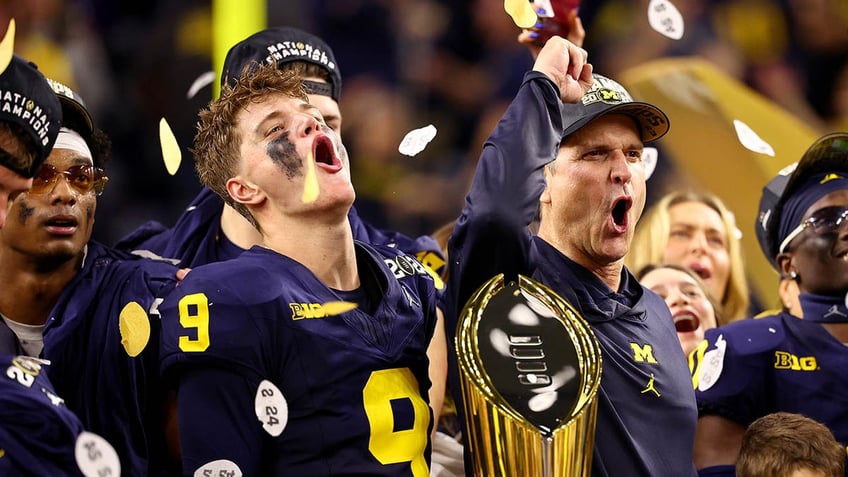 JJ McCarthy and Jim Harbaugh