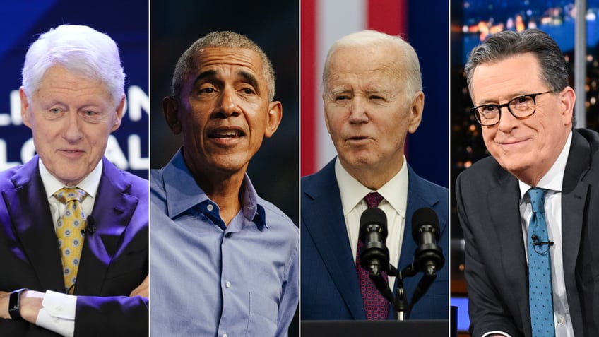 Clinton, Obama, Biden and Colbert