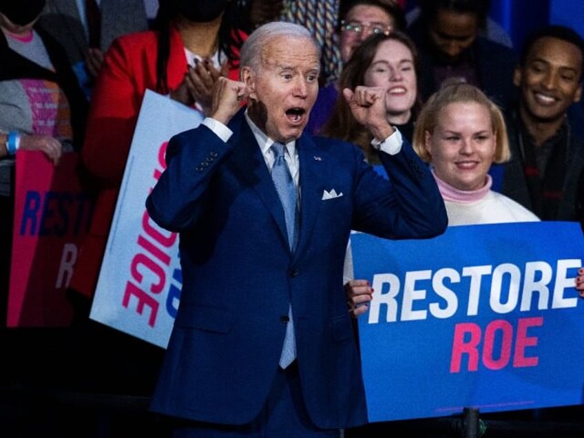 UNITED STATES - OCTOBER 18: President Joe Biden addresses the crowd after speaking about t