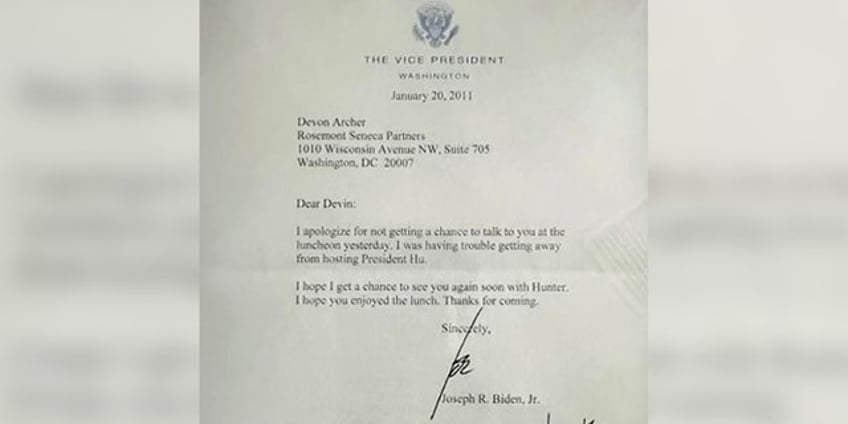 joe biden letter to devon archer underscores his closeness to hunter bidens business activities